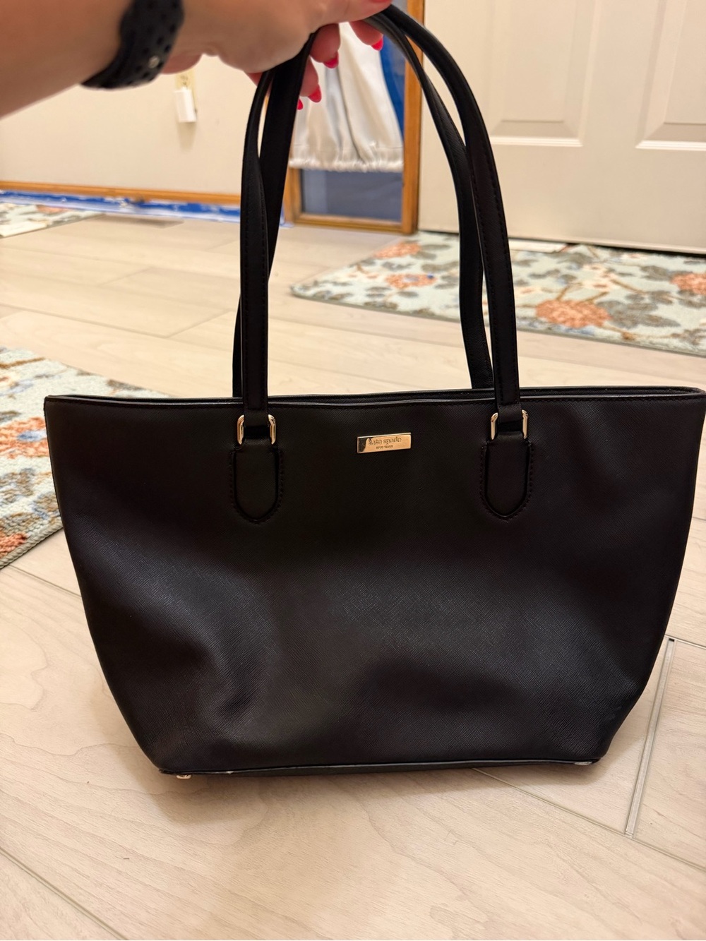 kate spade Black Saffiano Tote with Gold Accent